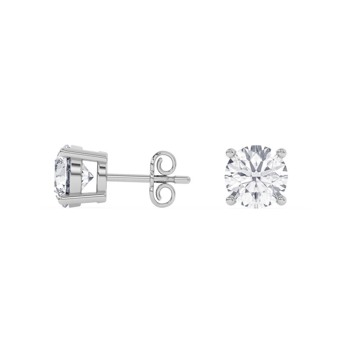 Platinum Solitaire Earring 3.00 CTW