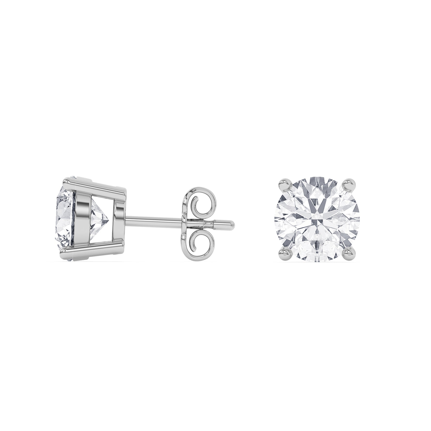 Platinum Solitaire Earring 4.00 CTW