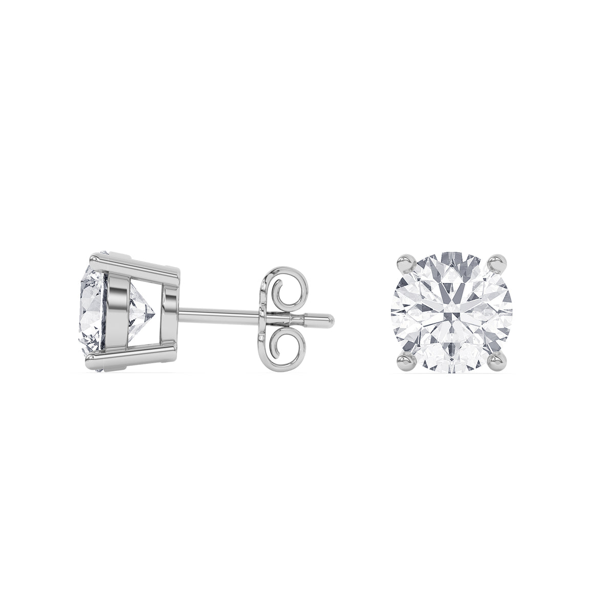 14K white Gold Solitaire Earring 4.00 CTW