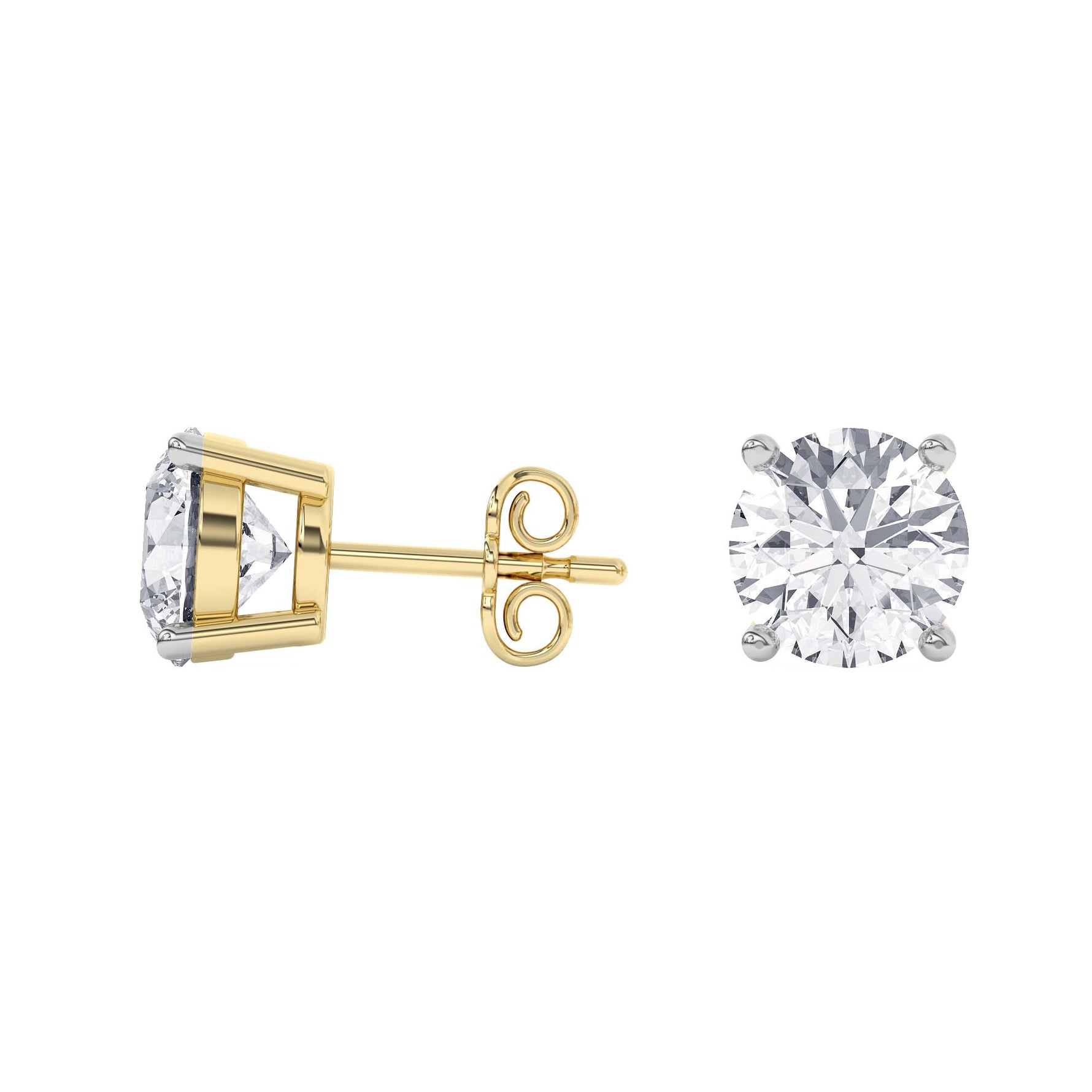 14K yellow Gold Solitaire Earring 5.00 CTW