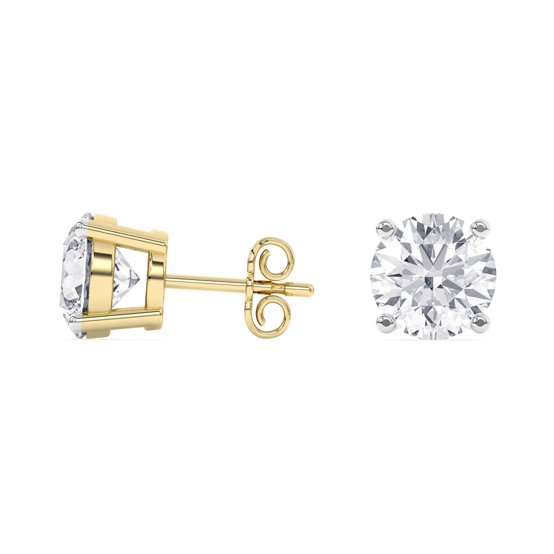 14K yellow Gold Solitaire Earring 6.00 CTW